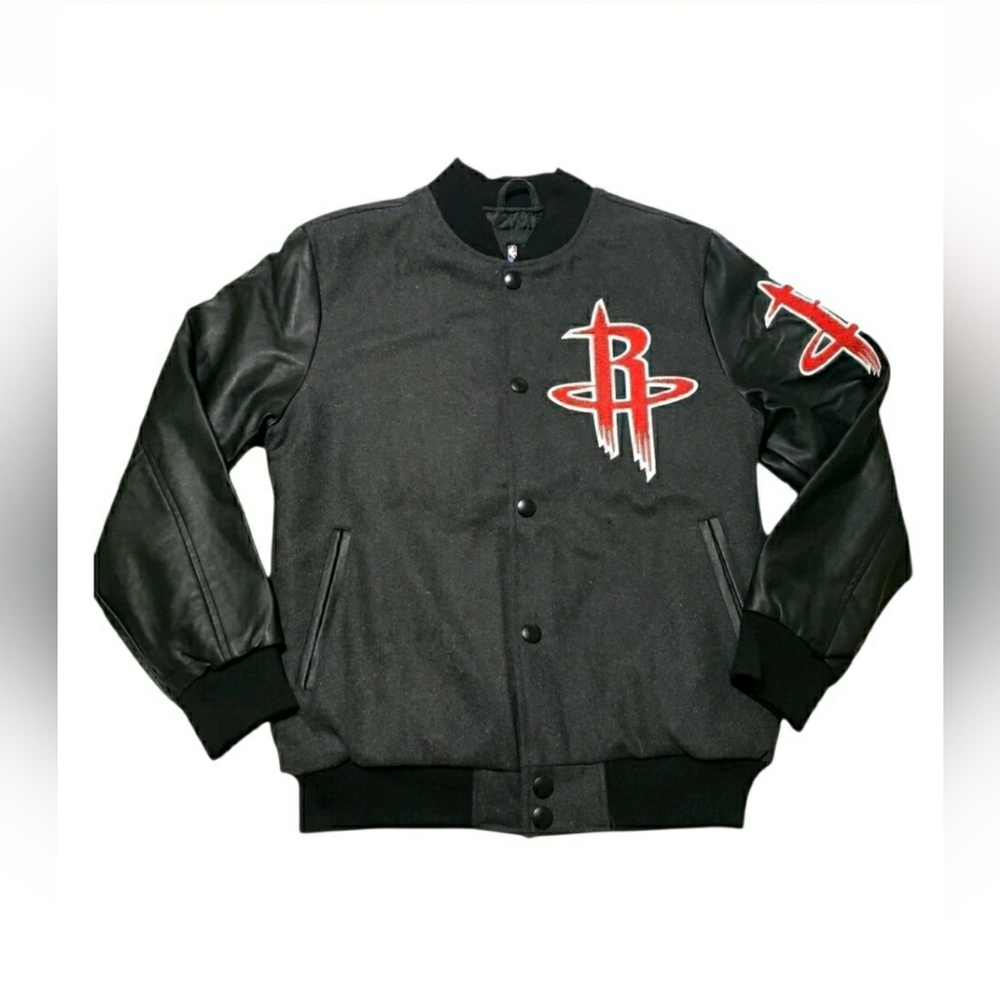 NEW Houston Rockets NBA Wool Button Down Mens Medium Varsity Bomber Jacket